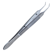 McPherson Angled Tying Forceps, Narrow Serrated Handle With Dull Finish Straight Shaft With 4mm Tying Platform, And Overall Length Of 3 1/4" (8.3cm) 